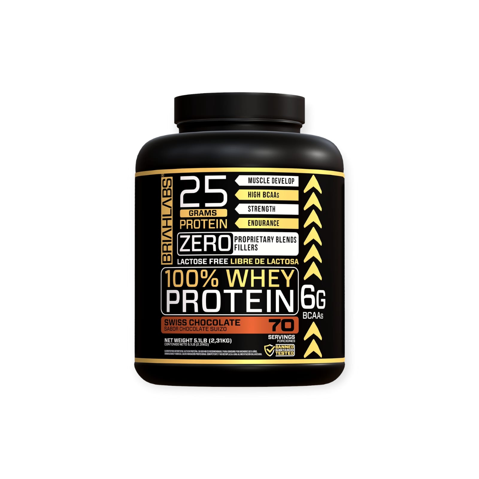 PROTEINA BRIAHLABS 100% WHEY PROTEIN CHOCOLATE 5 LB - 1