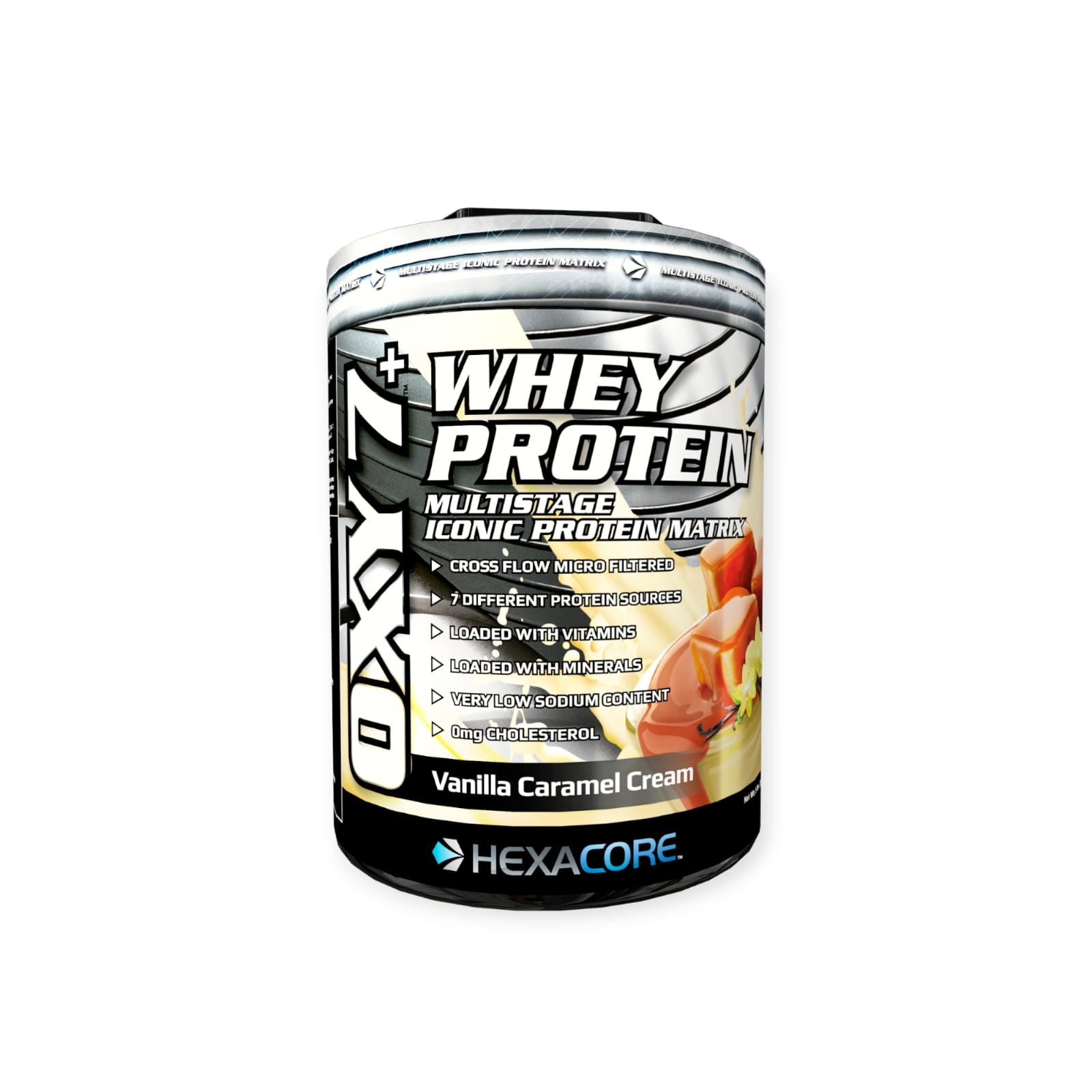 PROTEINA HEXACORE OXY 7 WHEY PROTEIN 67 SV VAINILLA CARAMEL 5 LB