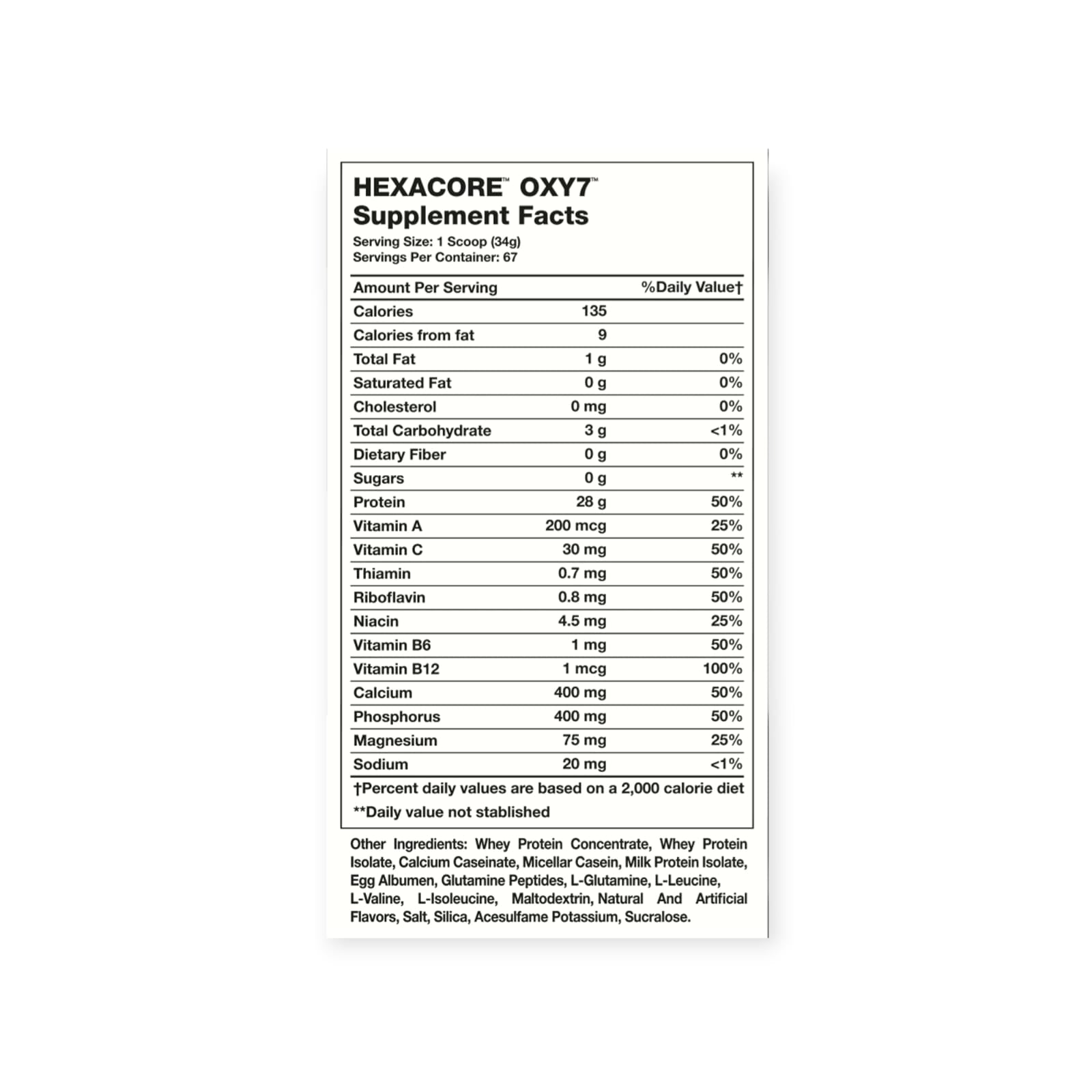 PROTEINA HEXACORE OXY 7 WHEY PROTEIN 67 SV CHOCOLATE 5 LB - 2