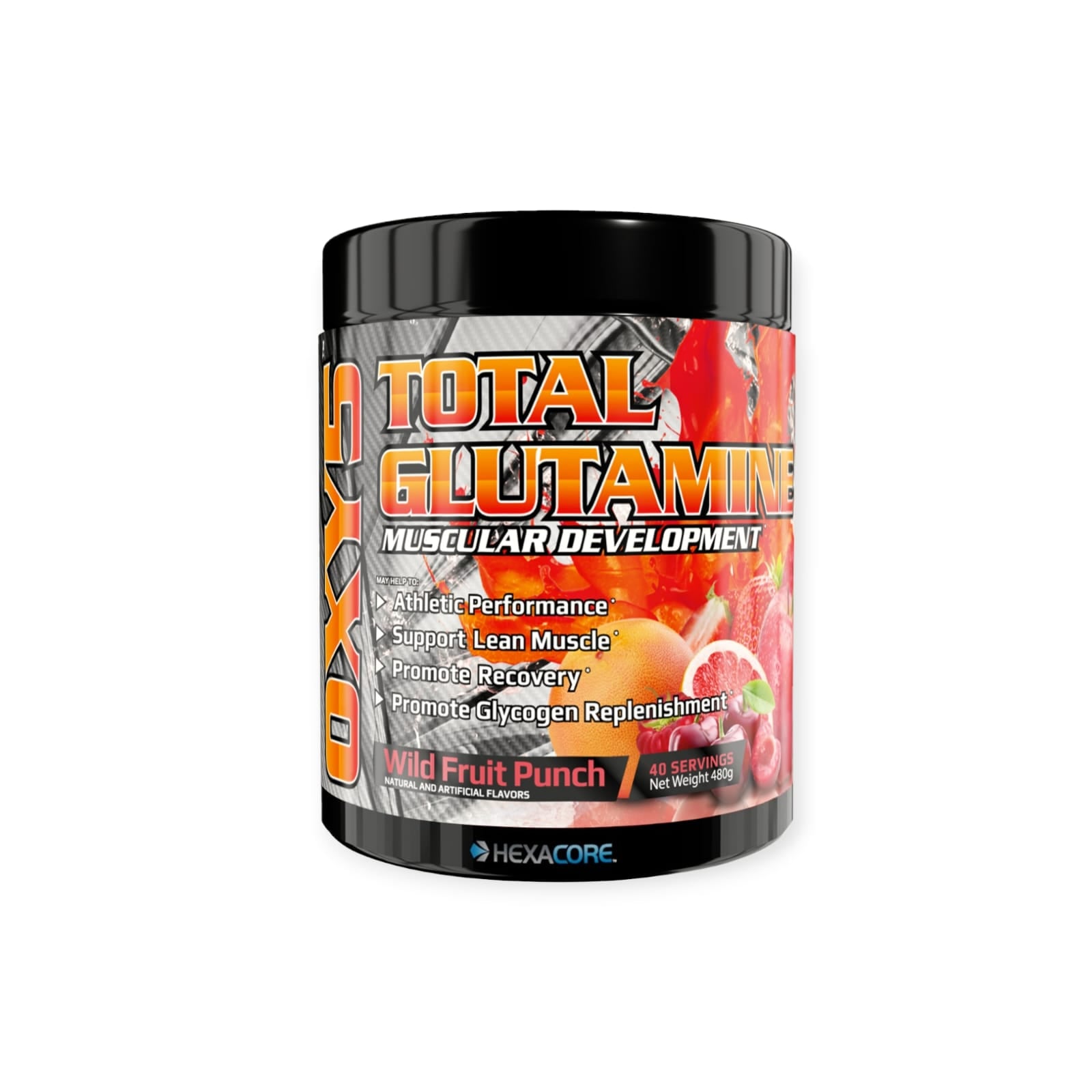 GLUTAMINA HEXACORE OXY 5 40 SV FRUIT PUNCH 480 GR - 1