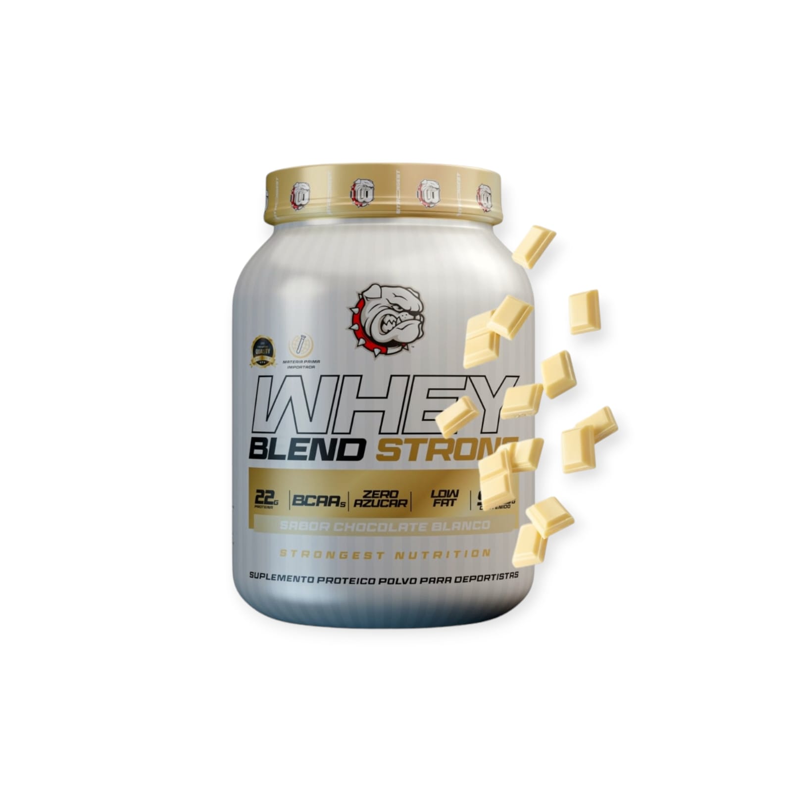 PROTEINA WHEY BLEND CHOCOLATE BLANCO STRONGEST 900 GR - 1