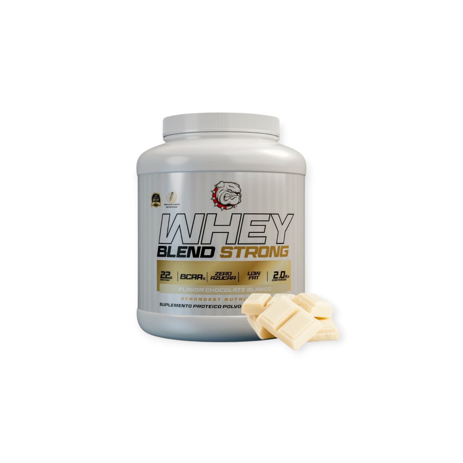 PROTEINA WHEY BLEND CHOCOLATE BLANCO STRONGEST 2 KG - 1