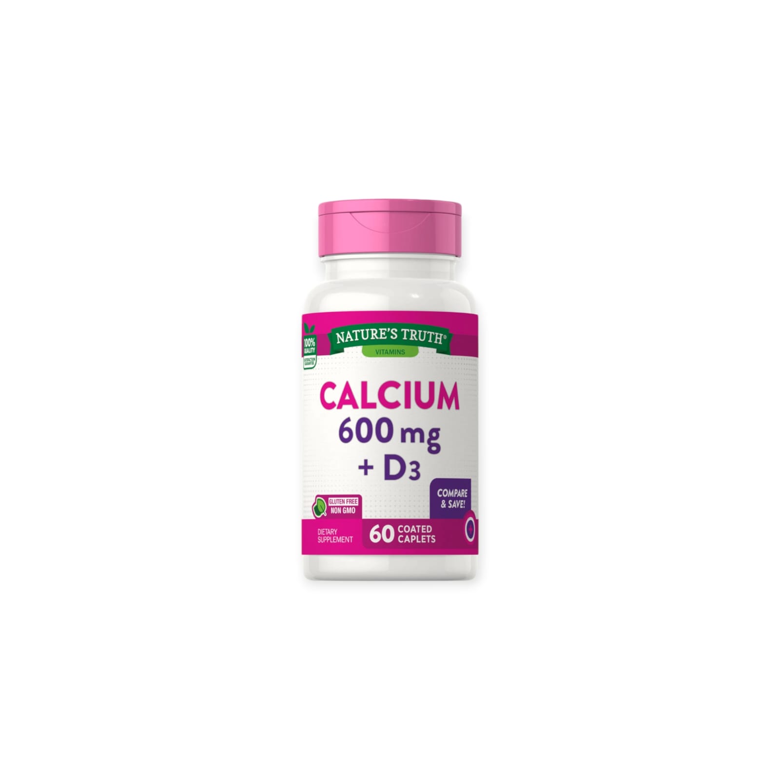 CALCIO NATURE'S TRUTH 600 MG + VITAMINA D3 60 CAPSULAS - 1