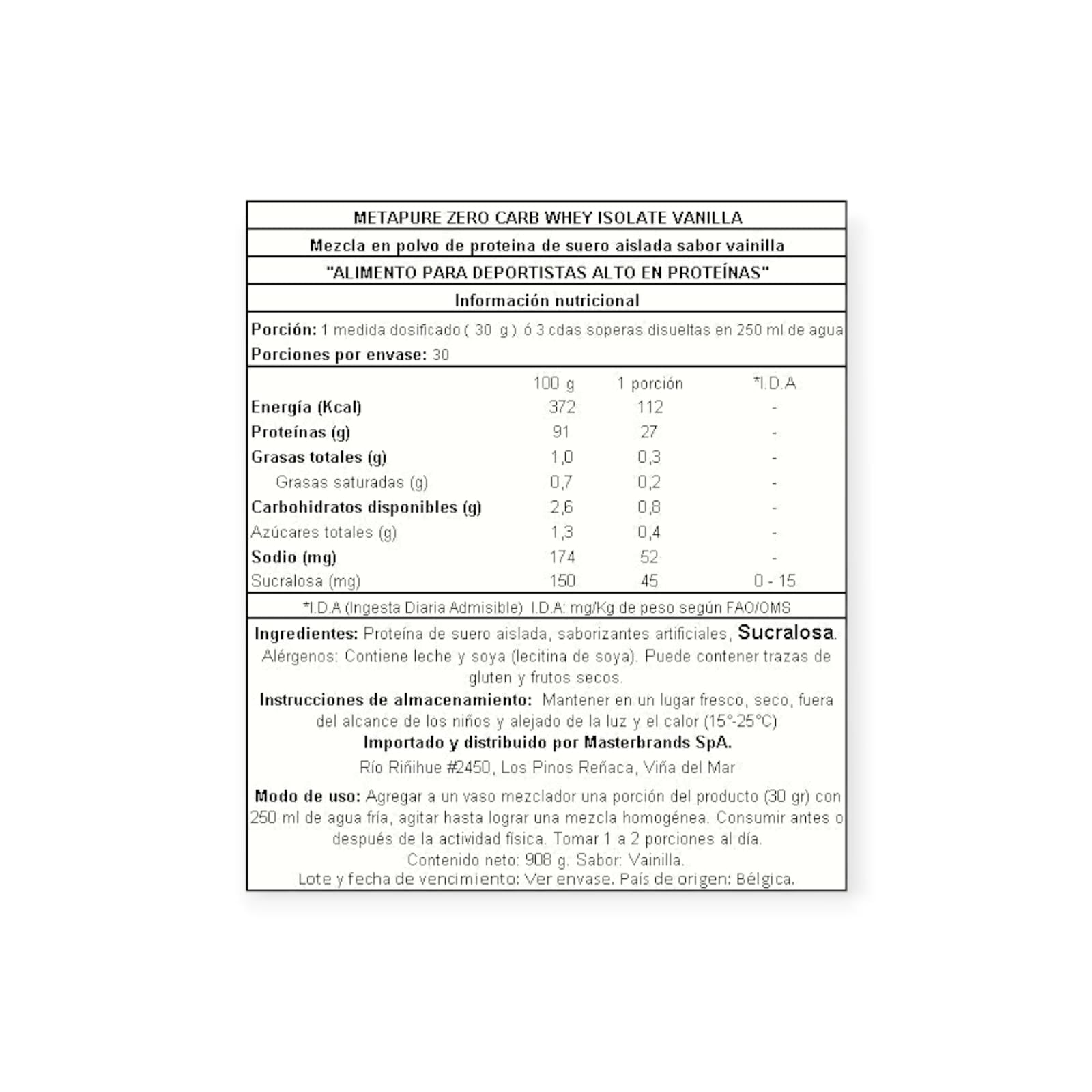 PROTEÍNA QNT METAPURE ISO WHEY ZERO BELGIAN CHOCOLATE 908GR - 2