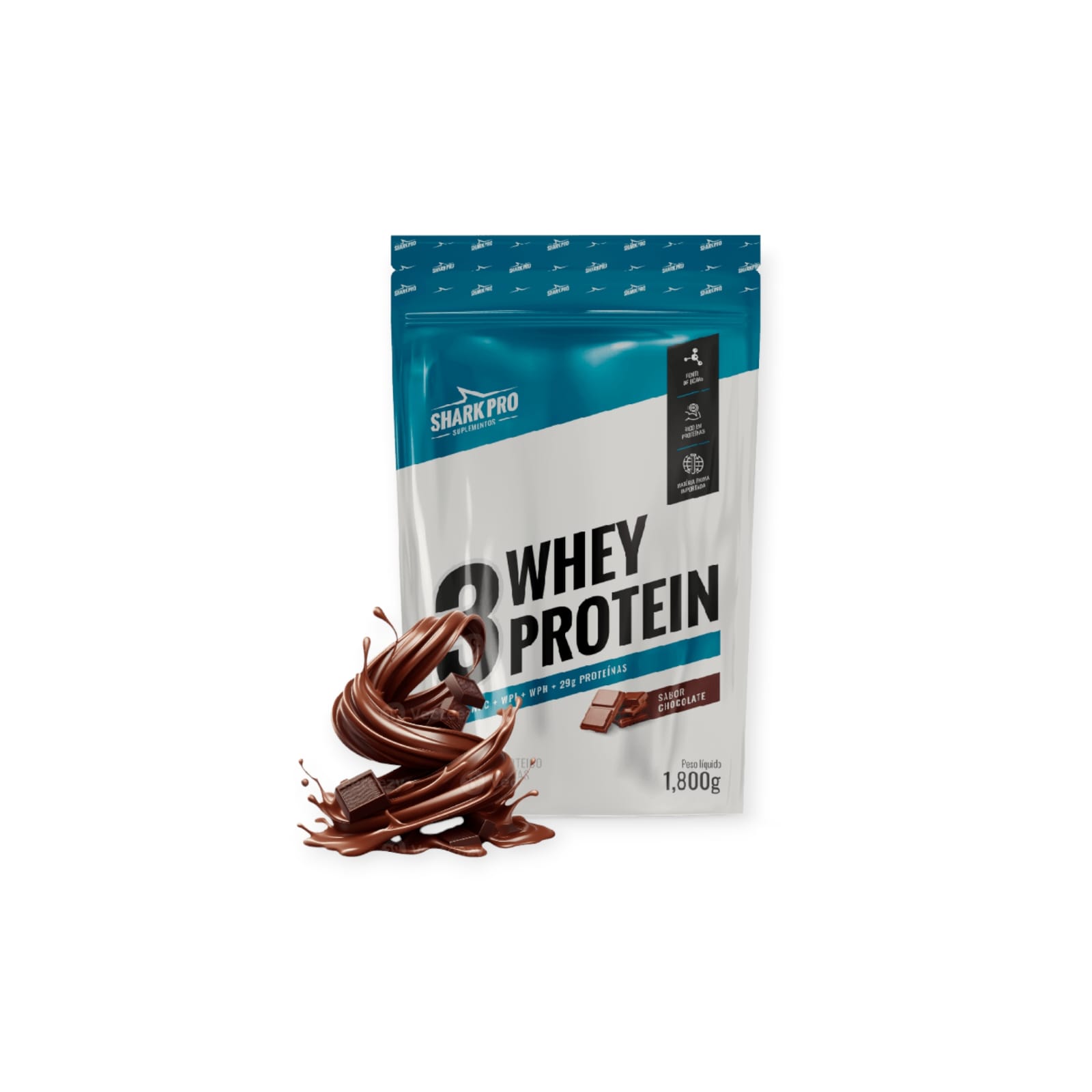 PROTEINA SHARP 3 WHEY PROTEIN CHOCOLATE SHARK PRO 1.8 KG - 1