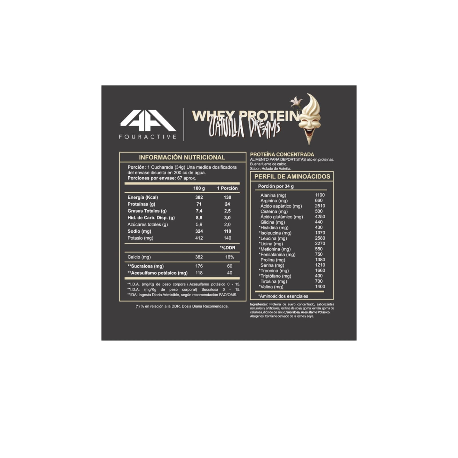 PROTEINA WHEY PROTEIN VAINILLA DREAMS 4ACTIVE 2.270 GR - 2