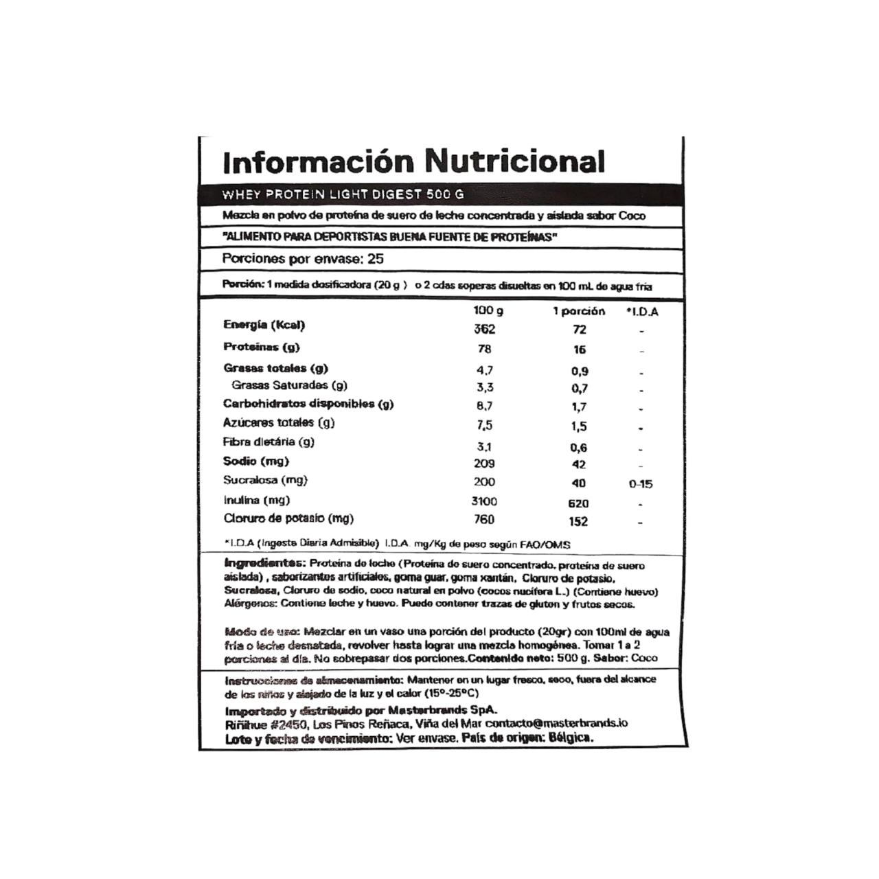 PROTEINA QNT WHEY LIGHT DIGEST COCONUT 500 GR - 2
