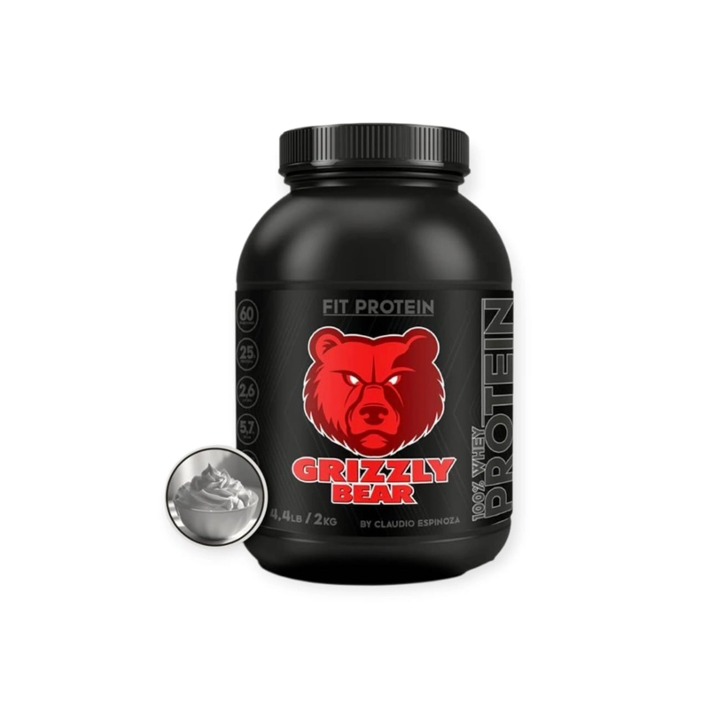 PROTEÍNA 2 KG - 60 SERVICIOS HELADO CREMA DE CHANTILLY - GRIZZLY BEAR - 1
