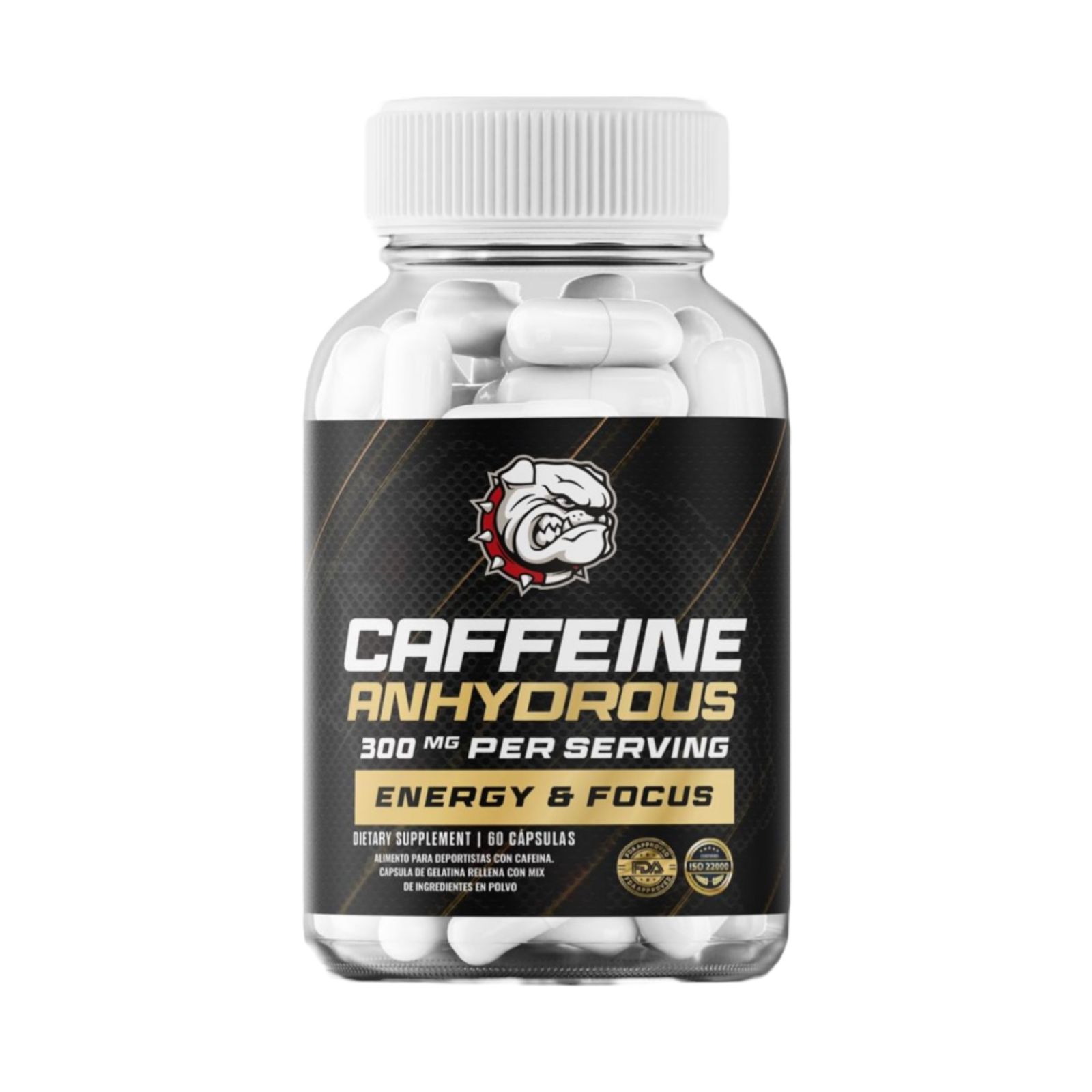 CAFEINA ANHYDROUS 300MG 60 CAPSULAS - STRONGEST - 1