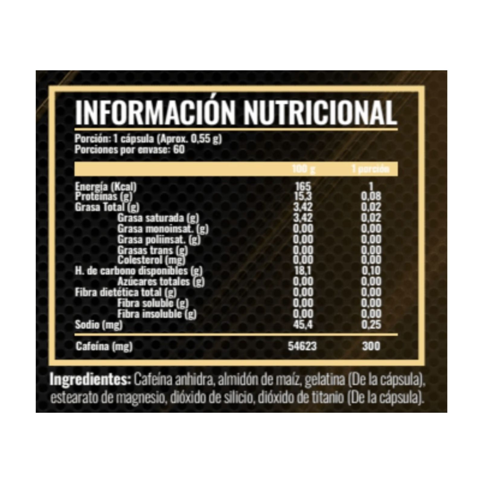 CAFEINA ANHYDROUS 300MG 60 CAPSULAS - STRONGEST - 2