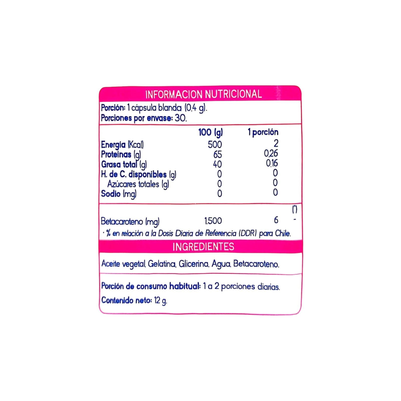 BETACAROTENO 30 CAPSULAS BLANDAS - SUPLALIM - 2