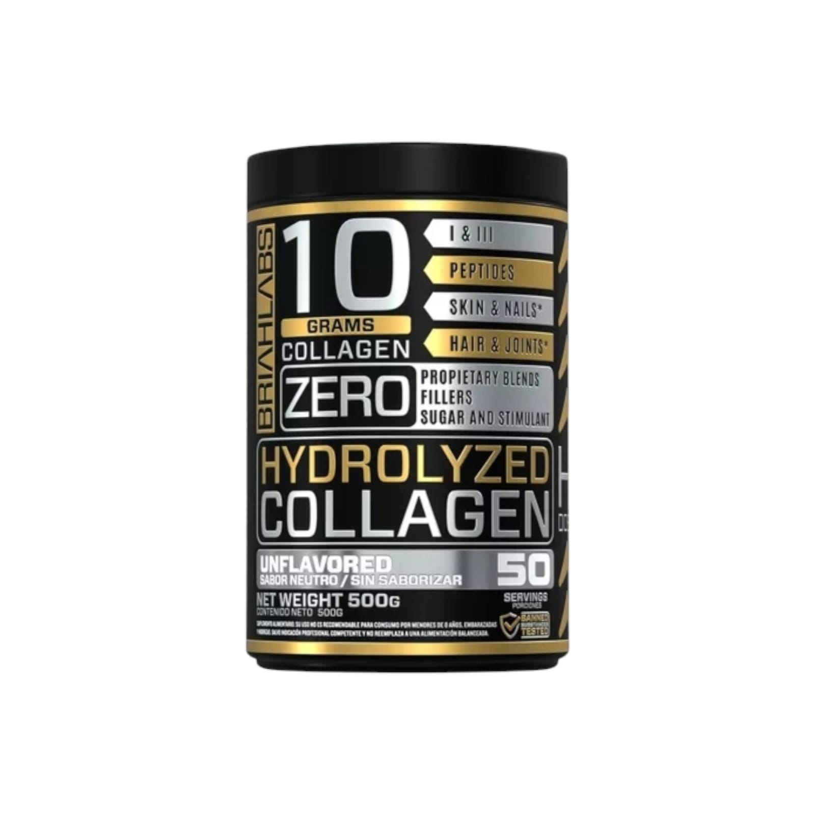 COLÁGENO BRIAHLABS HIDROLIZADO 500G 50SV SIN SABOR - 1