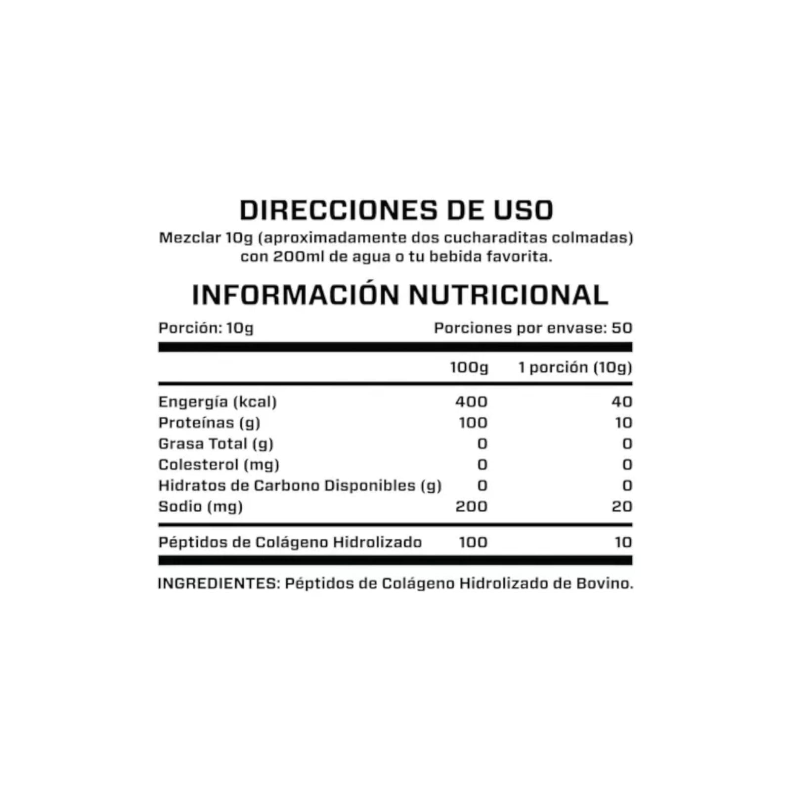COLÁGENO BRIAHLABS HIDROLIZADO 500G 50SV SIN SABOR - 2