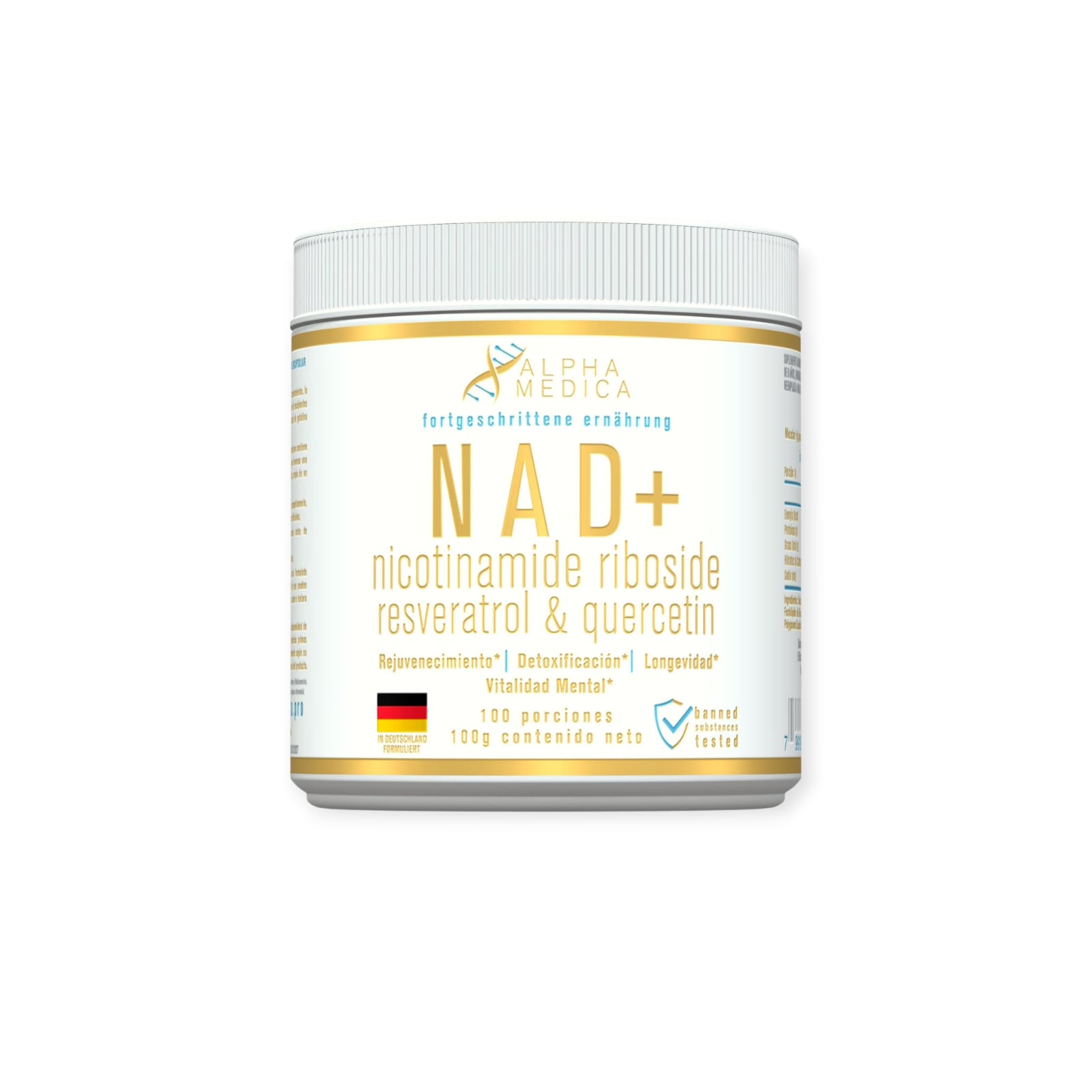 SUPLEMENTO ALPHA MEDICA NAD + Y RESVERATROL 100 SERVICIOS - 1