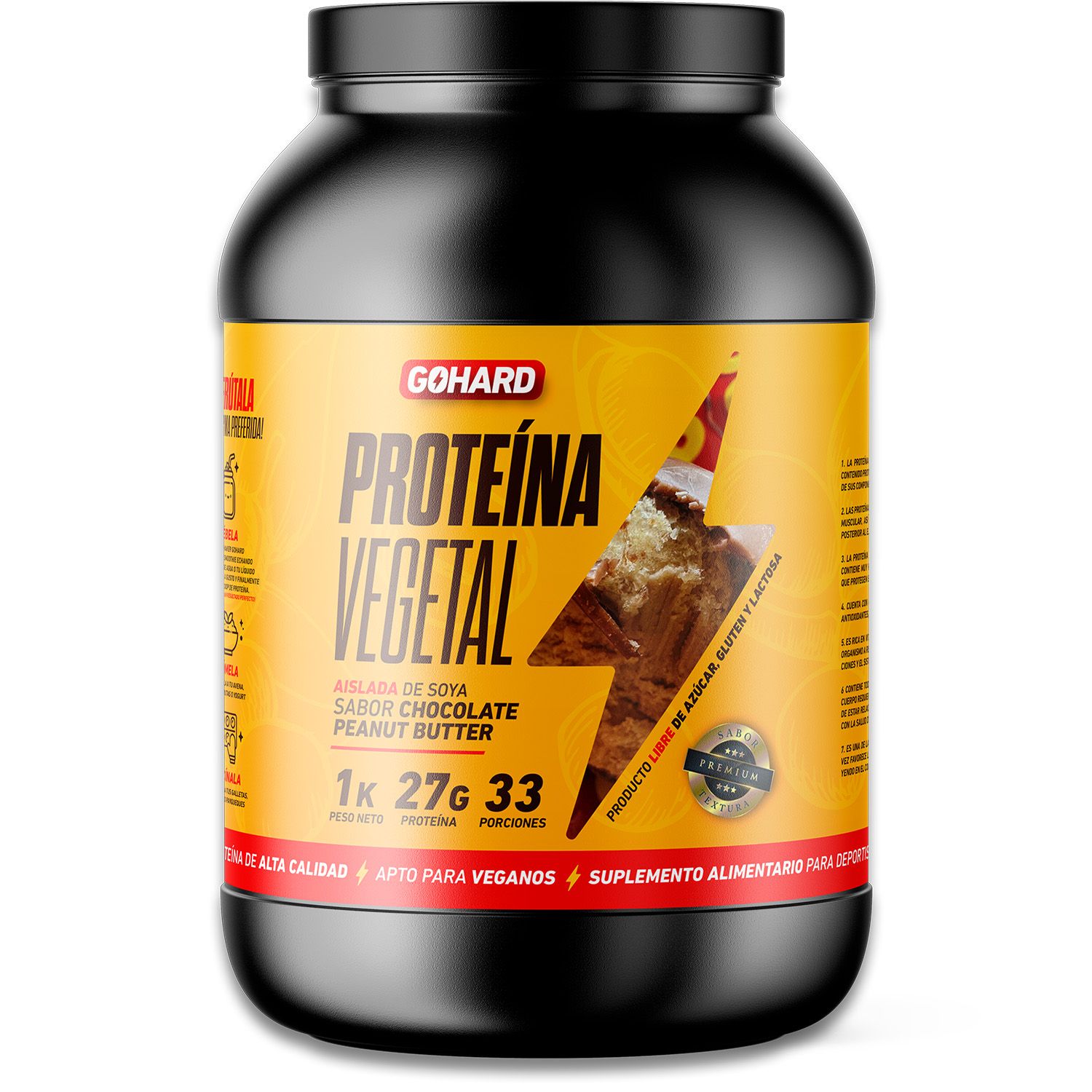 PROTEINA VEGETAL 33 SERVICIOS CHOCOLATE PEANUT BUTTER - GOHARD - 1