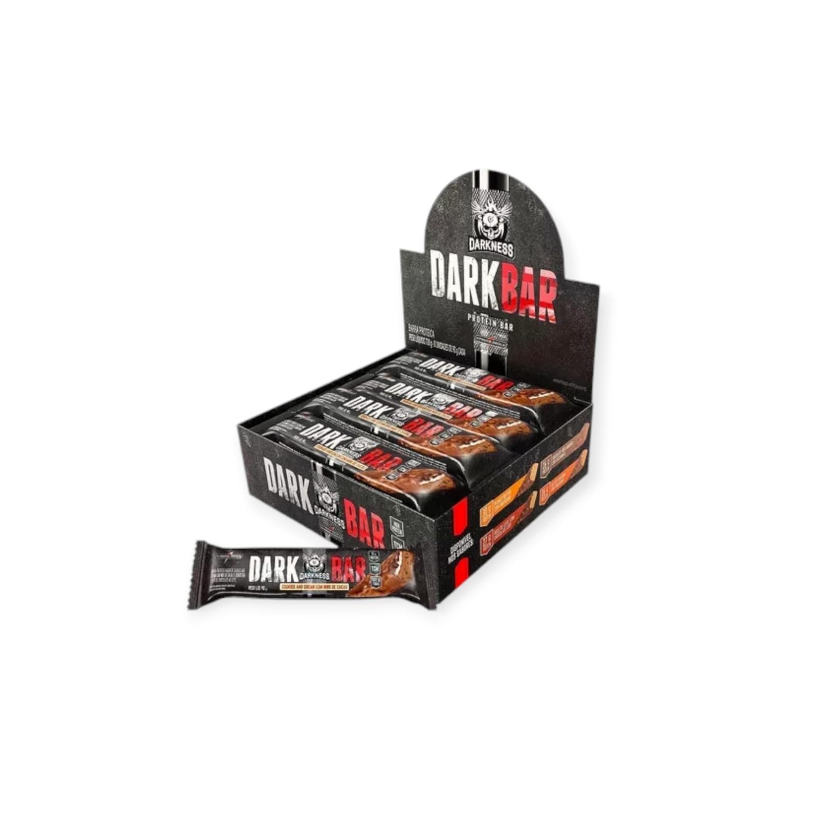 BOX 8 BARRAS DARKBAR PROTEIN BAR COOKIES AND CREAM CON NIBS DE CACAO - INTEGRALMEDICA - 1