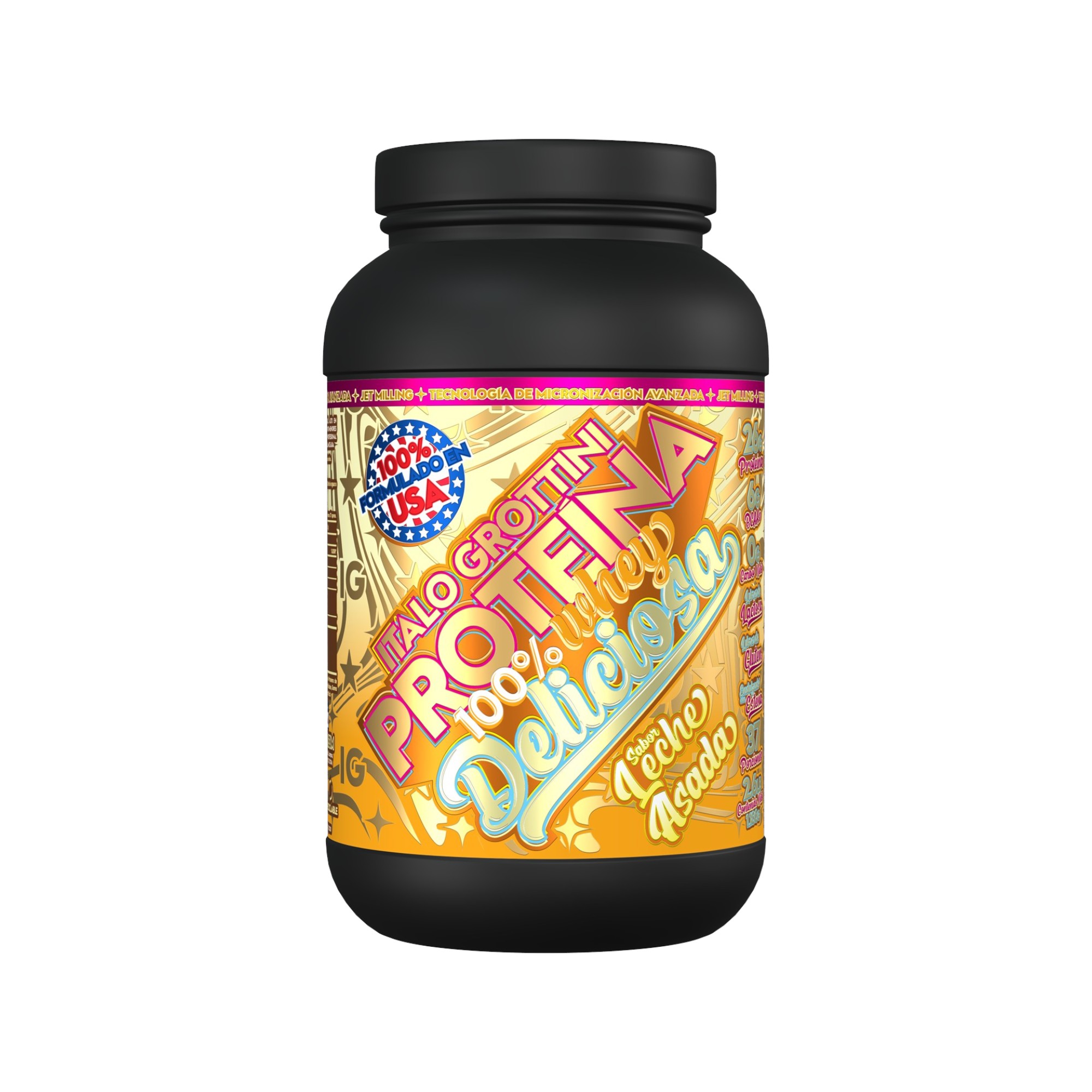 PROTEÍNA WHEY DELICIOSA 2.6 LIBRAS 37 SV LECHE ASADA - ITALO GROTTINI - 1
