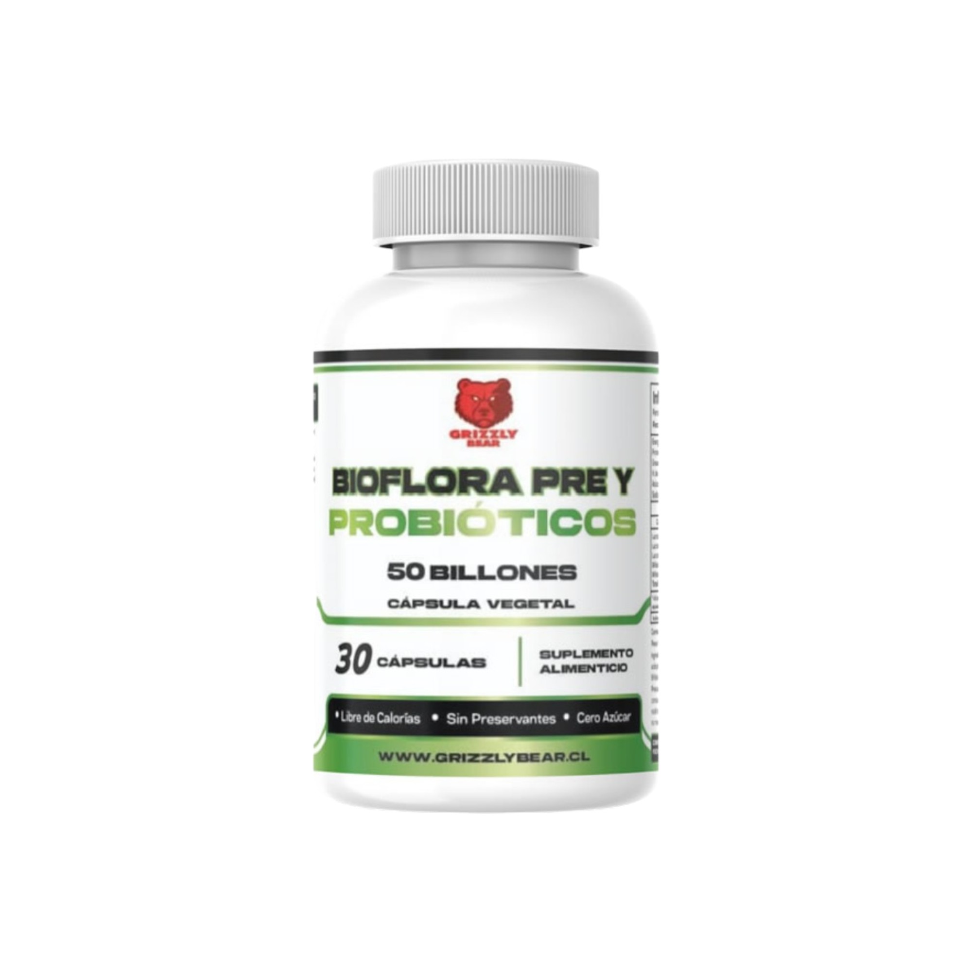 BIOFLORA PRE Y PROBIOTICOS 50 BILLONES 30 CAPSULAS - GRIZZLY BEAR - 1