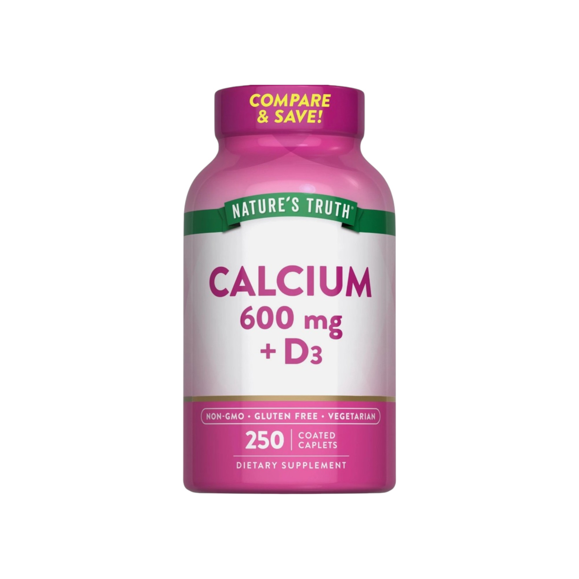 CALCIO 600 MG + VITAMINA D3 250 CAPSULAS - NATURE'S TRUTH - 1