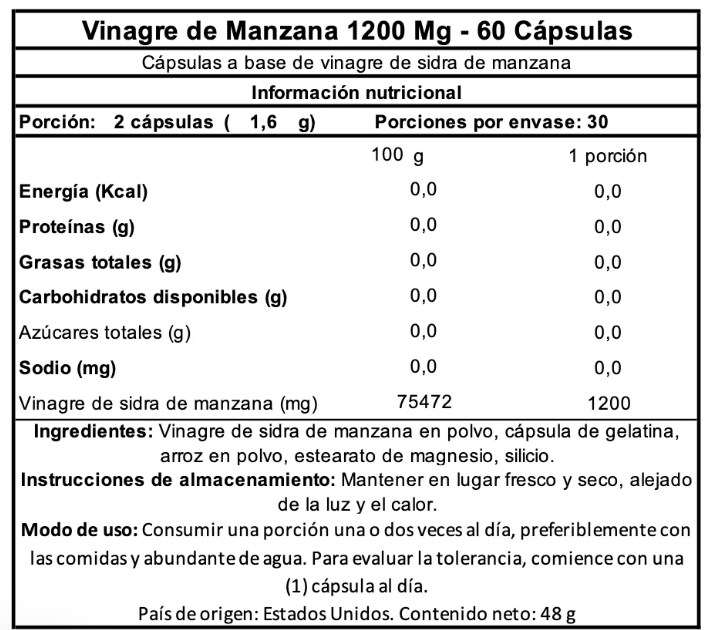 VINAGRE DE MANZANA 1200MG 60 CPS - NATURE´S TRUTH - 2