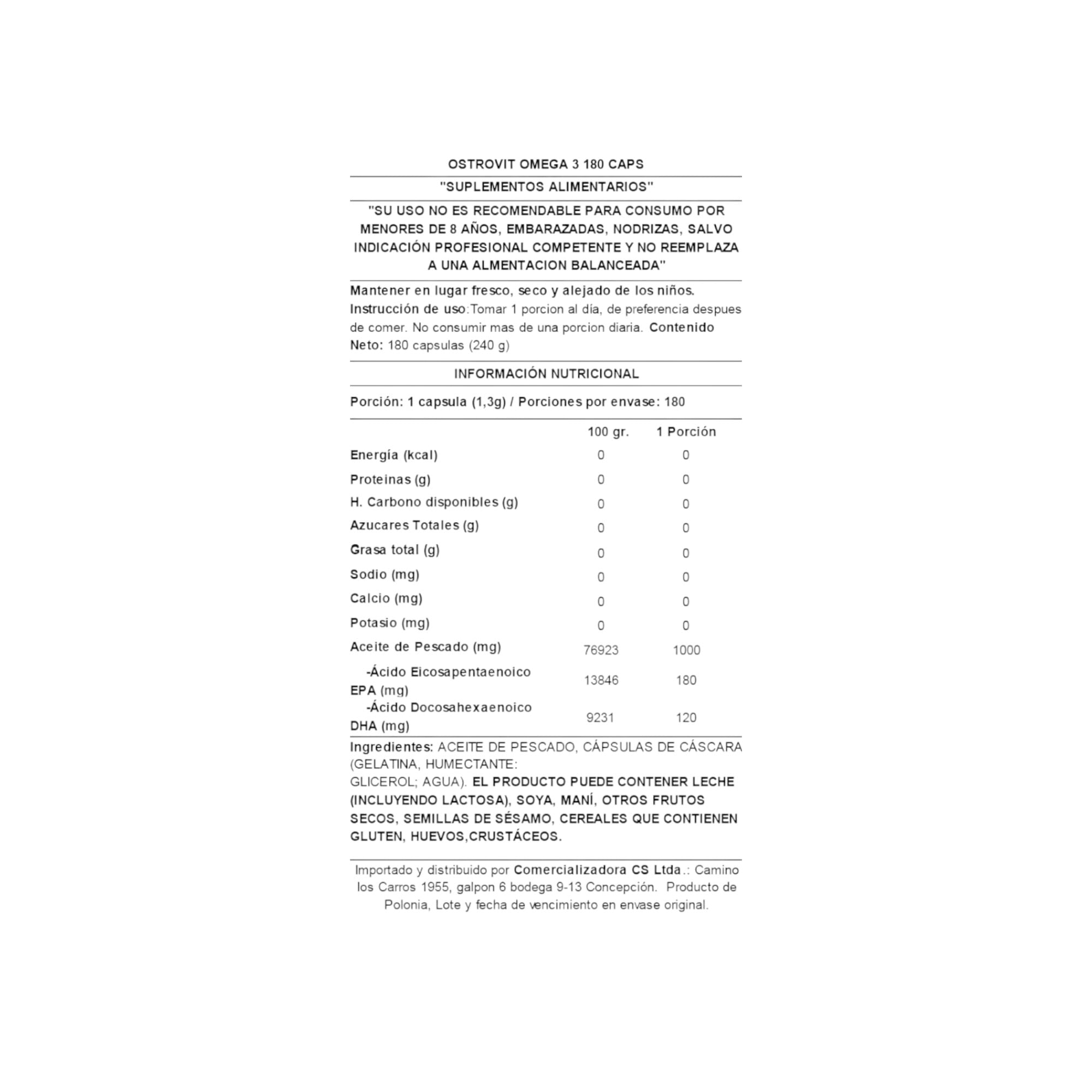 OMEGA 3 180 CAPSULAS - OSTROVIT - 2