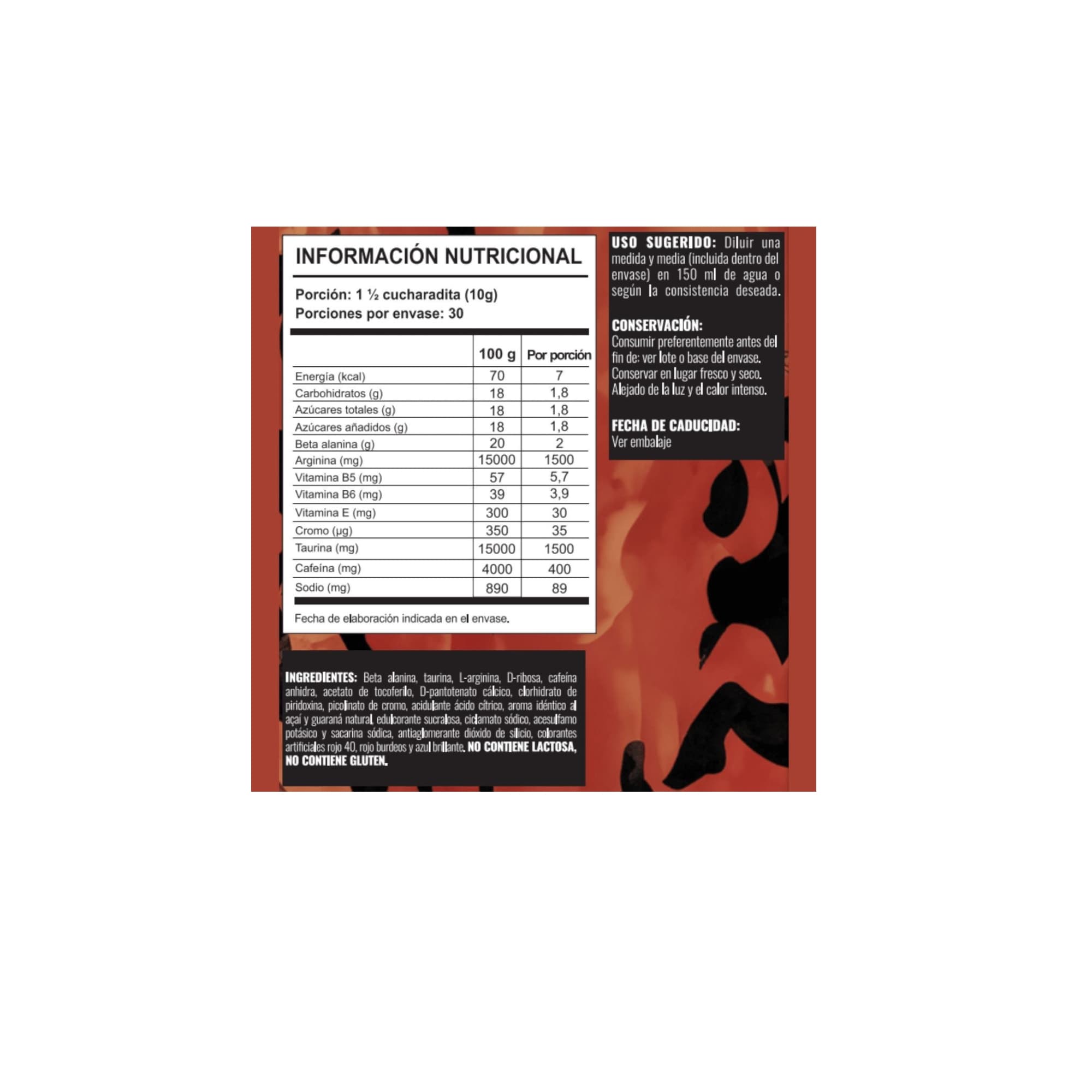 PRE- ENTRENO INFERNO 300GR ACAI Y GUARANA - STRONGEST - 2