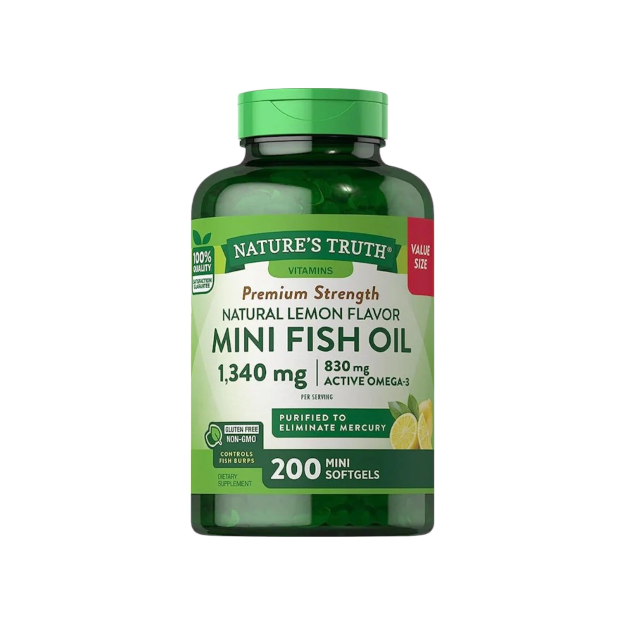 OMEGA 3 MINI FISH OIL 1340MG 200 MINI SOFTGELS - NATURE'S TRUTH - 1