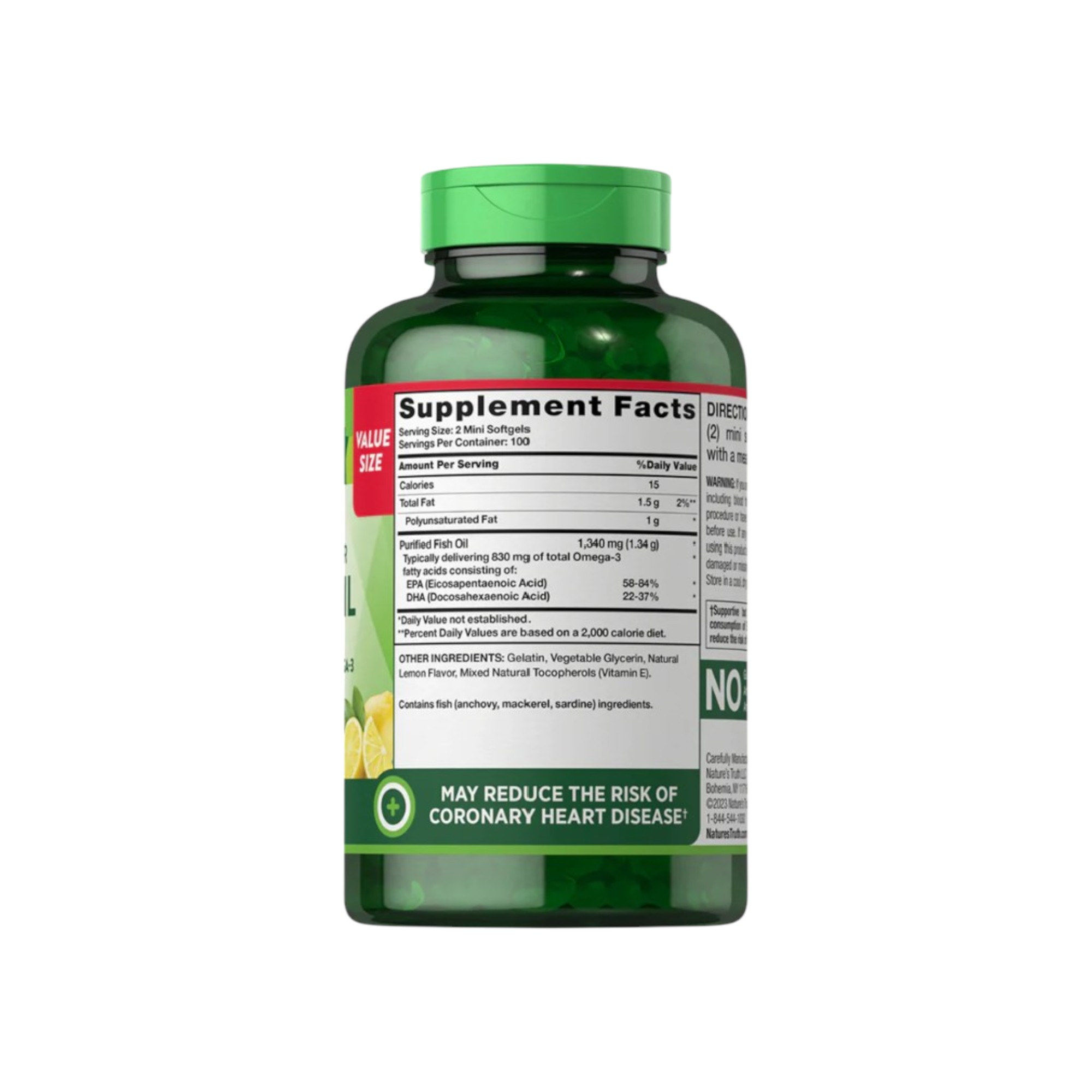 OMEGA 3 MINI FISH OIL 1340MG 200 MINI SOFTGELS - NATURE'S TRUTH - 2