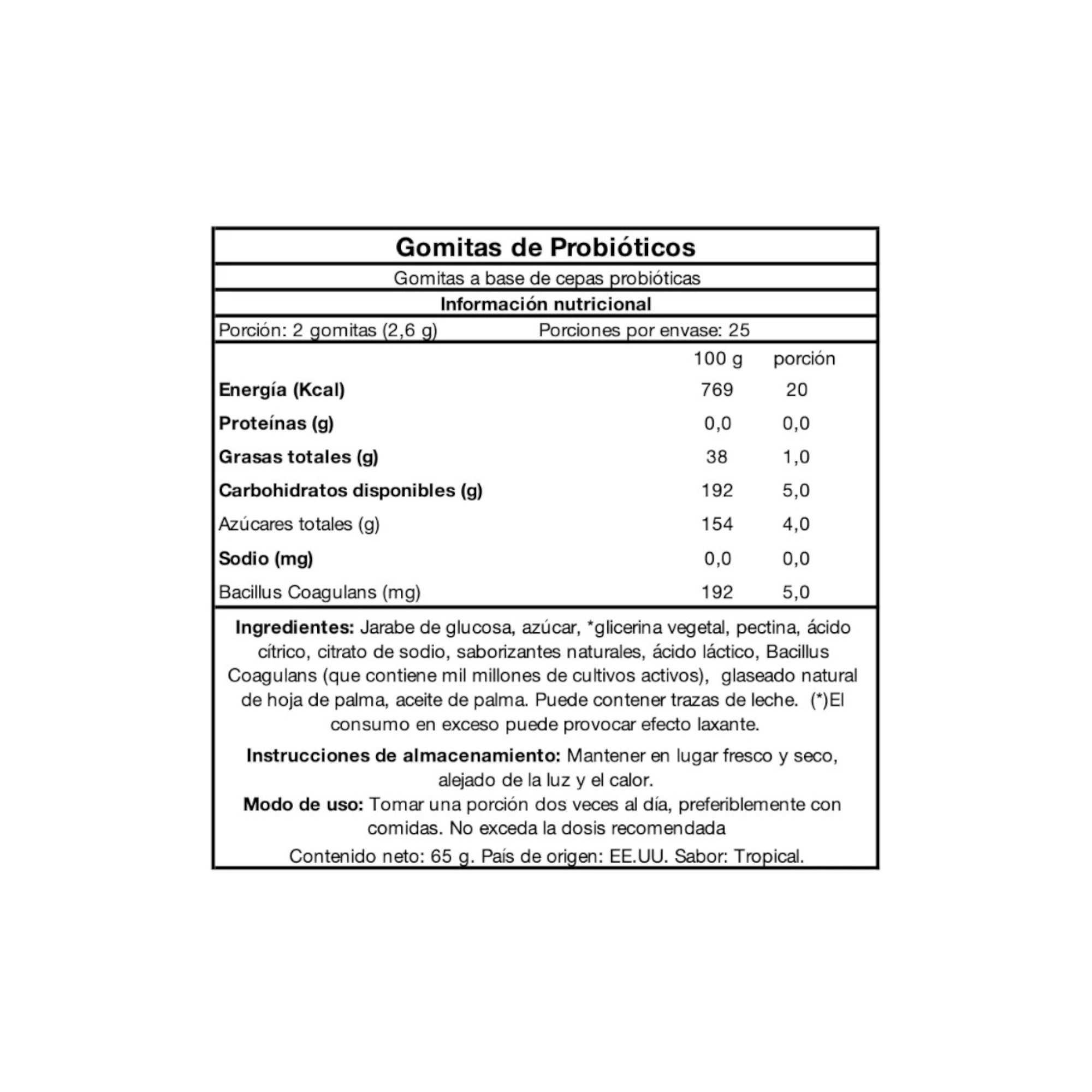 PROBIOTICOS + PREBIOTICOS 50 GOMITAS SABOR TROPICAL - NATURE'S TRUTH - 2