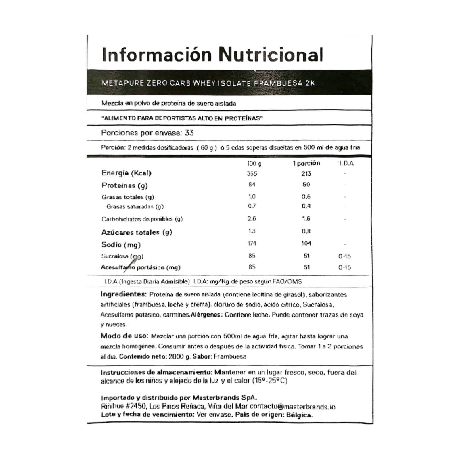 PROTEINA METAPURE ISO WHEY ZERO FRAMBUESA 2KG - QNT - 2