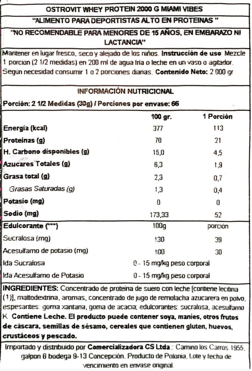 PROTEINA 100% WHEY PROTEIN 2000G 66 SV MIAMI VIBES - OSTROVIT - 2