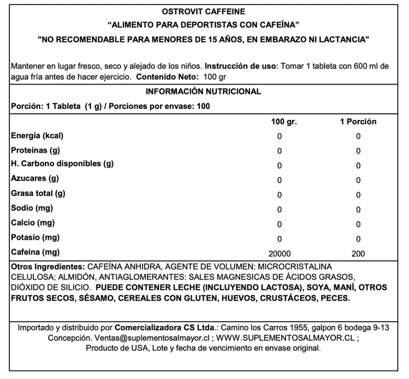 CAFEINA 200 TABLETAS 200MG C/U - OSTROVIT - 2