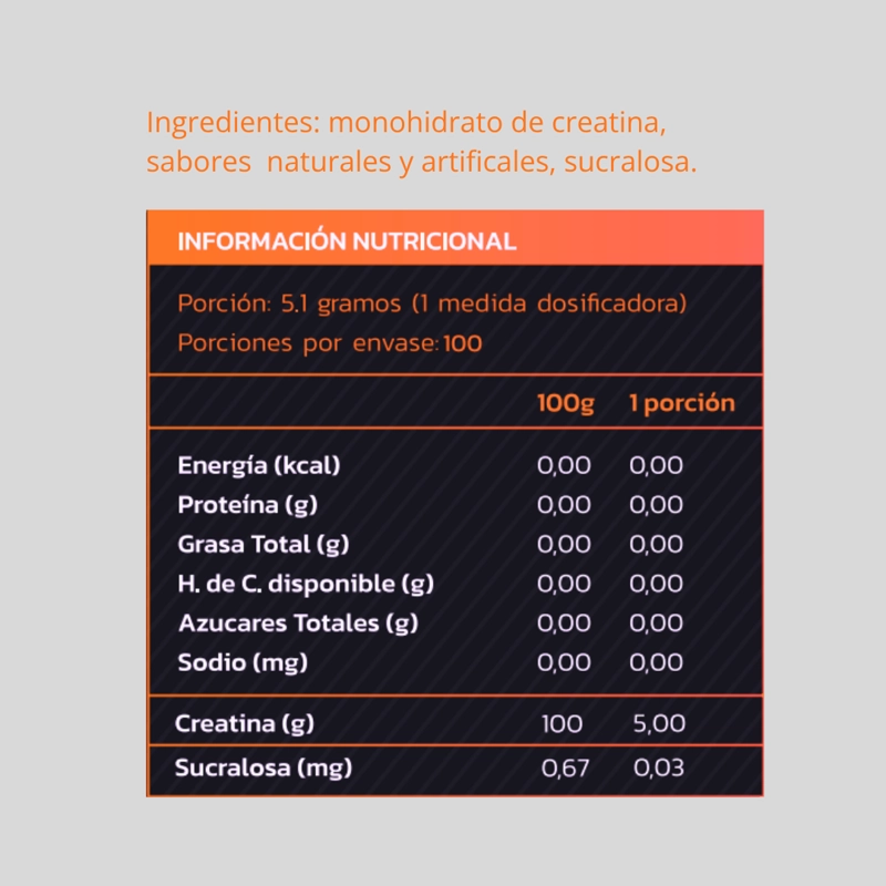 CREATINA MONOHIDRATADA Y MICRONIZADA 513GR SANDIA - ZEIN - 2