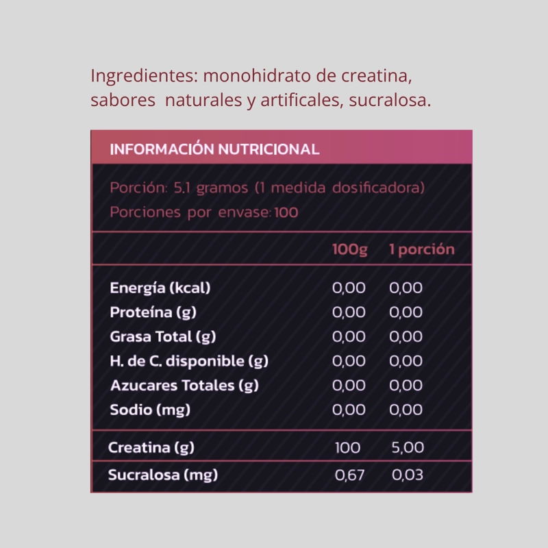 CREATINA MONOHIDRATADA Y MICRONIZADA 513GR SANDIA - ZEIN - 2
