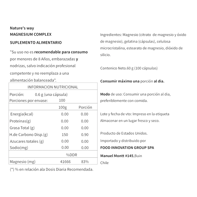 MAGNESIUM COMPLEX 100 CAPSULAS - NATURE'S WAY - 2