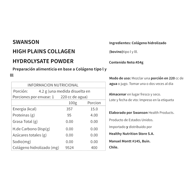 COLAGENO HIDROLIZADO EN POLVO 454GR - SWANSON - 2
