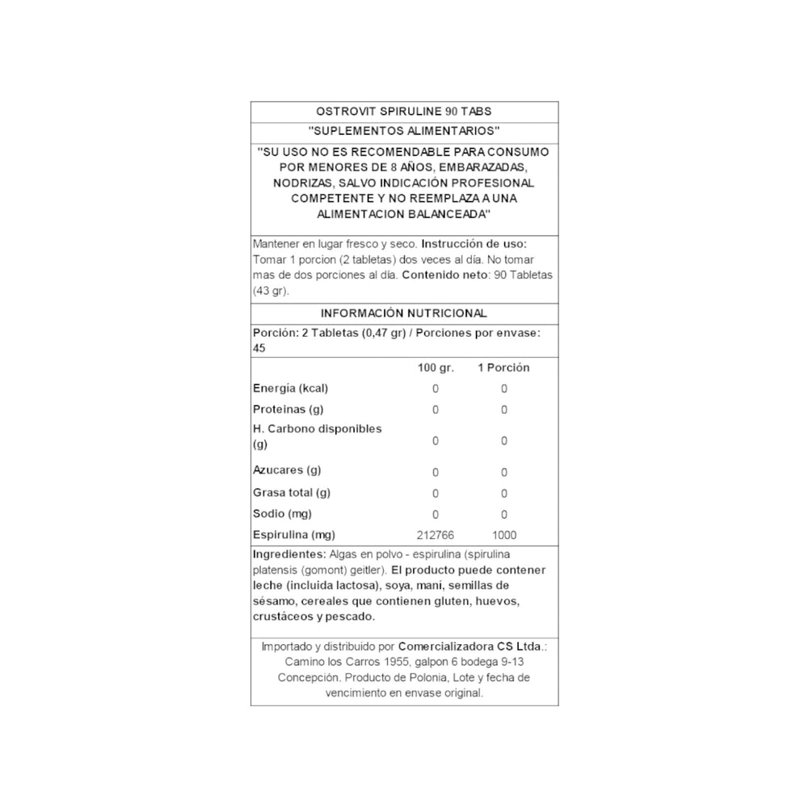 SPIRULINA 90 TABLETAS - OSTROVIT - 2