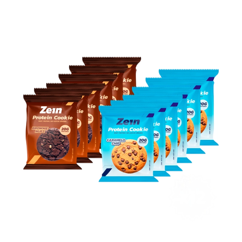PACK 12 GALLETON PROTEIN COOKIE 20GR PROTEINA MIX 2 SABORES - ZEIN - 1