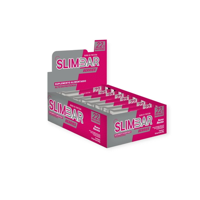 BOX 12 BARRAS DE PROTEINA SLIMBAR 60GR C/U PLATANO MANJAR - 1