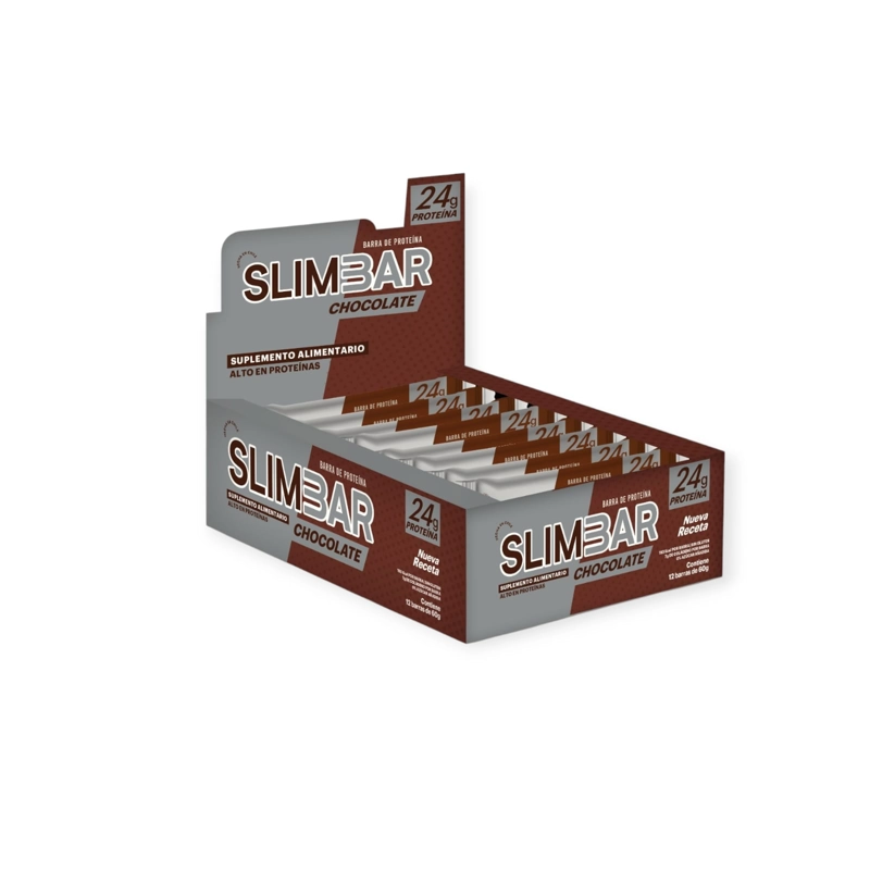 BOX 12 BARRAS DE PROTEINA SLIMBAR 60GR C/U PLATANO MANJAR - 1