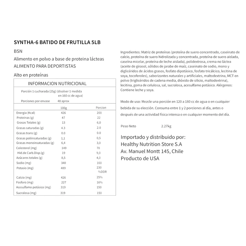 PROTEINA WHEY SYNTHA-6 48 SERVICIOS STRAWBERRY MILKSHAKE - BSN - 2