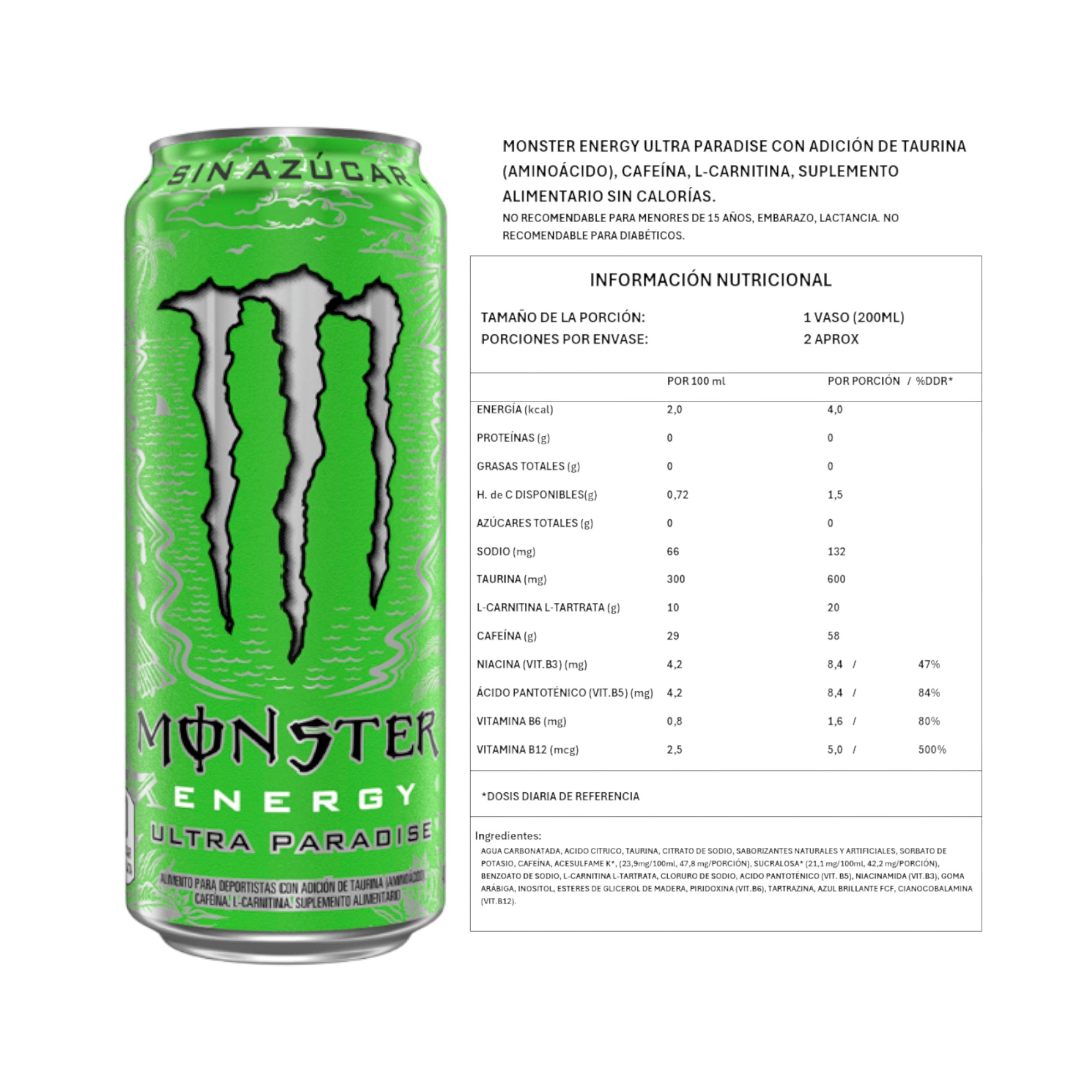 ENERGETICA ULTRA PARADISE SIN AZUCAR 473ML - MONSTER ENERGY - 2