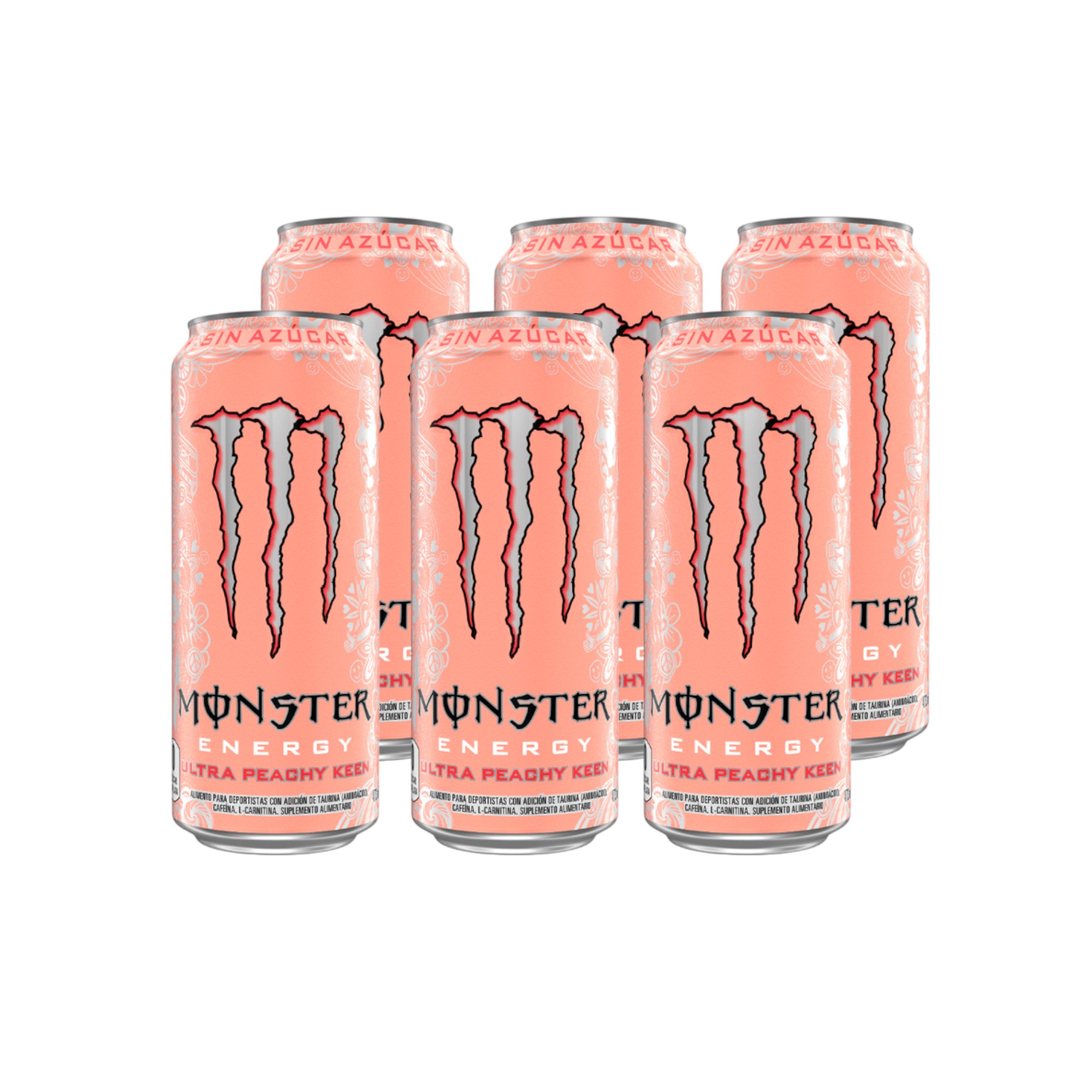 PACK X6 ENERGETICA ULTRA PEACHY KEEN SIN AZUCAR 473ML - MONSTER ENERGY - 1