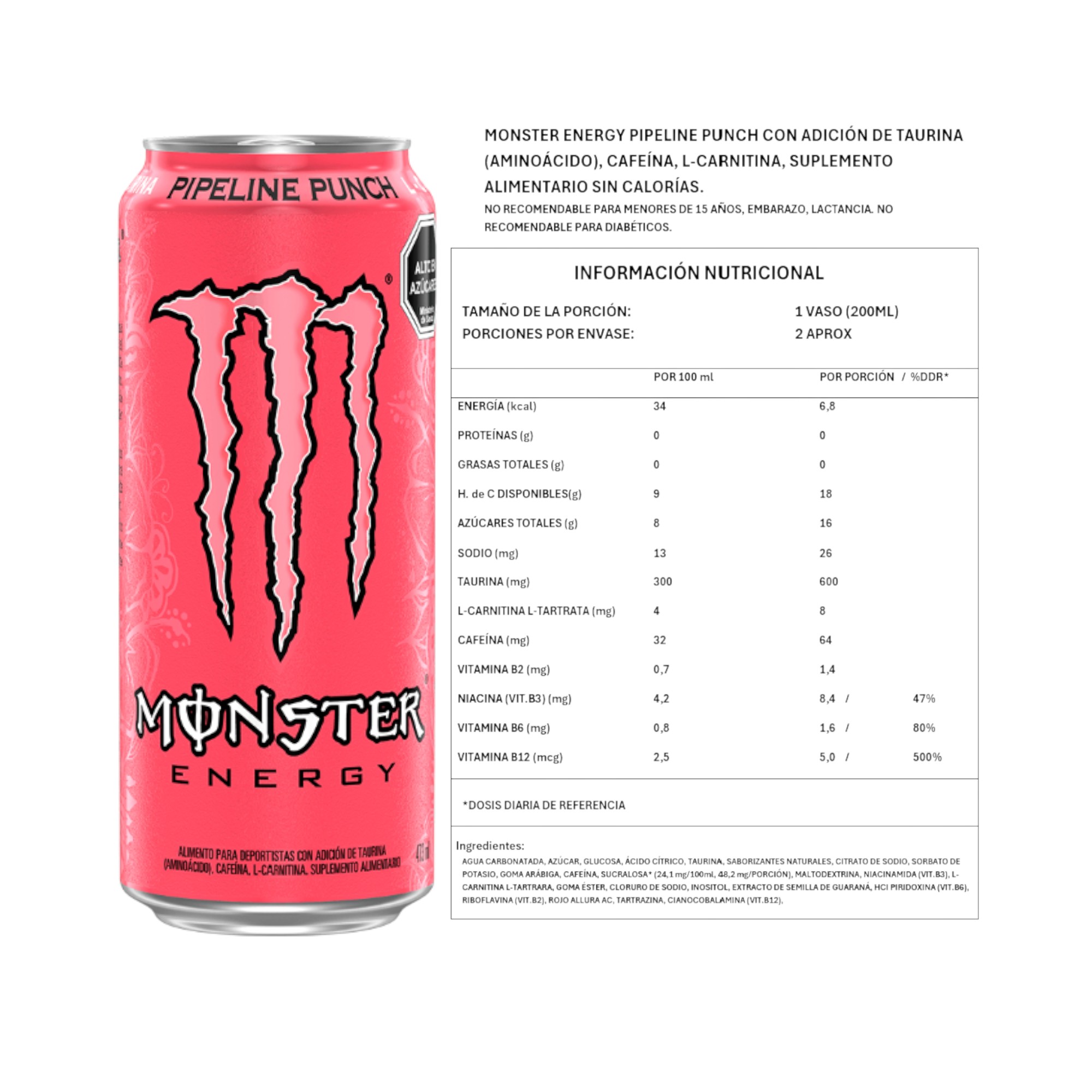 PACK X6 ENERGETICA PIPELINE PUNCH 473ML - MONSTER ENERGY - 2