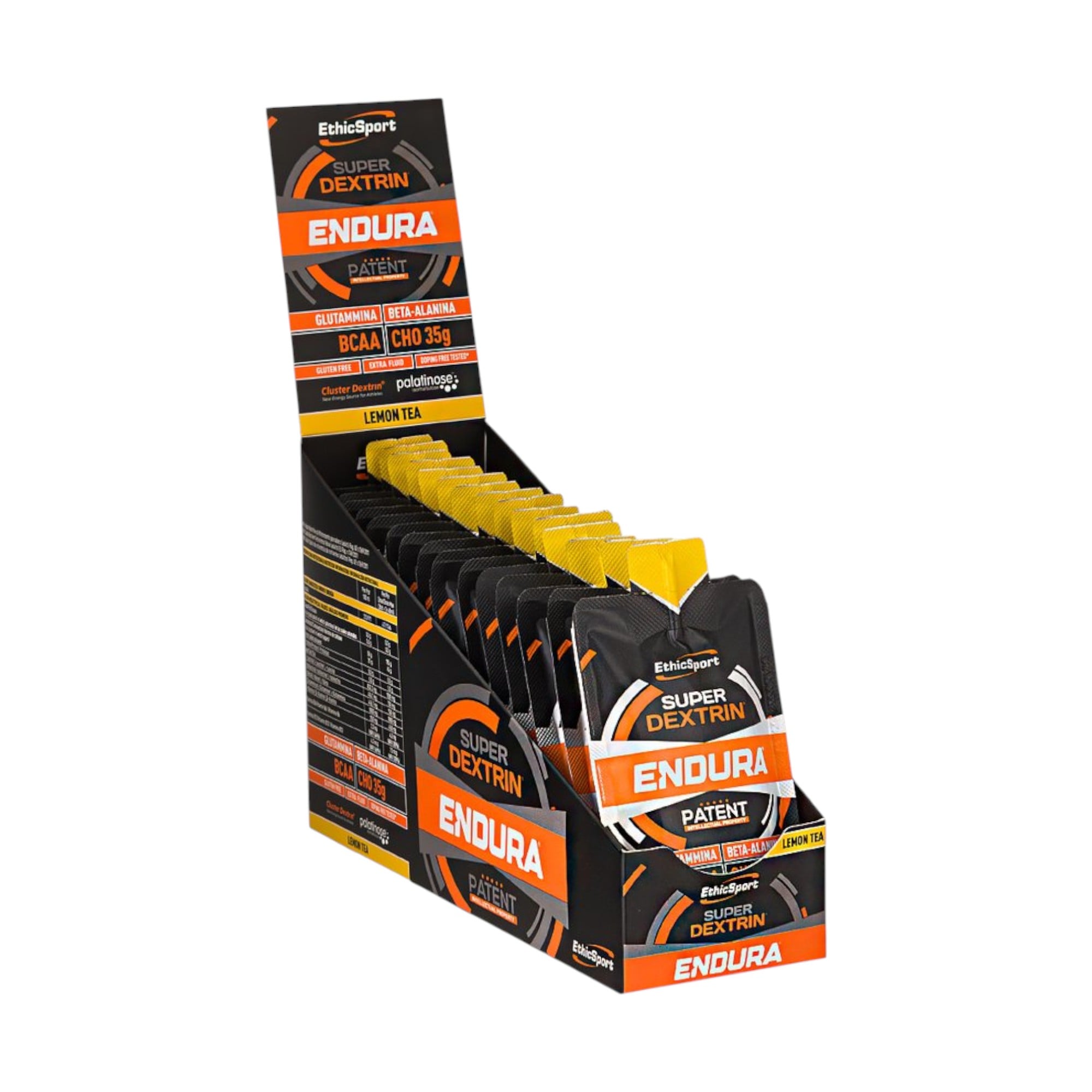 BOX 15 UNIDADES GEL ENERGE TICO SUPER DEXTRIN ENDURA LEMON TEA - ETHIC SPORT - 1