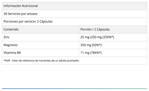 ZINC, MAGNESIO Y VITAMINA B6 60 CAPSULAS -DY NUTRITION - 2