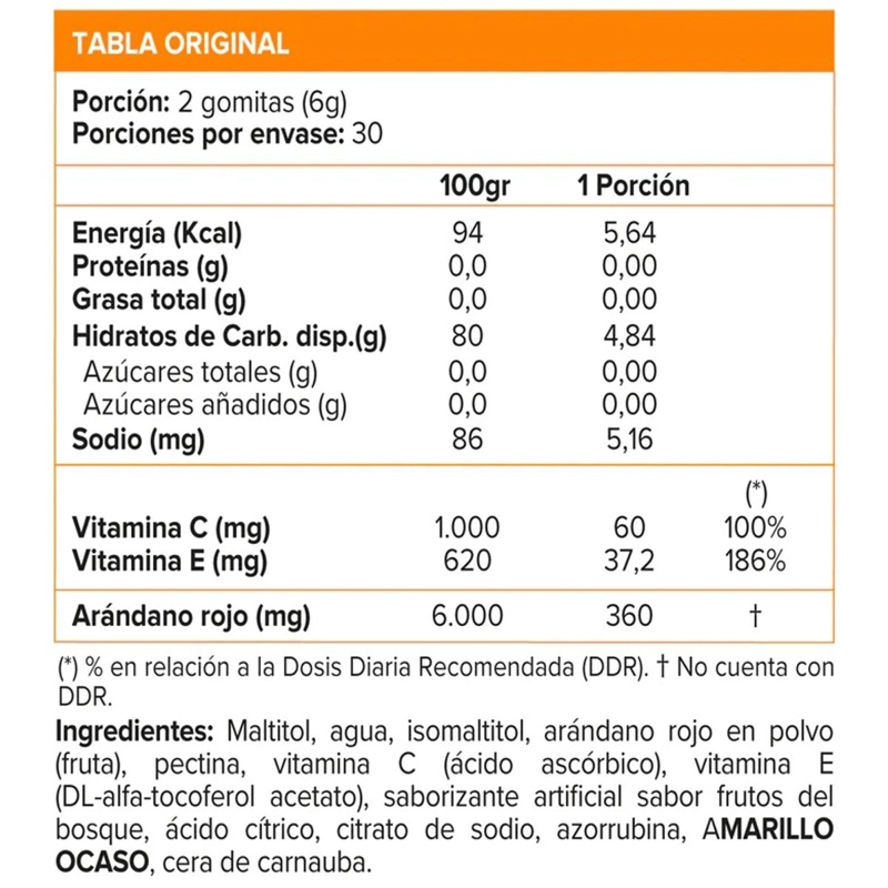 CRANBERRY + VITAMINAS 60 GOMITAS VEGANAS ARANDANO Y FRUTILLA -SUNVIT - 2