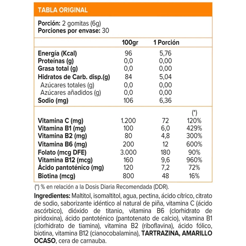 B-COMPLEX + VITAMINA C 60 GOMITAS PIÑA -SUNVIT - 2