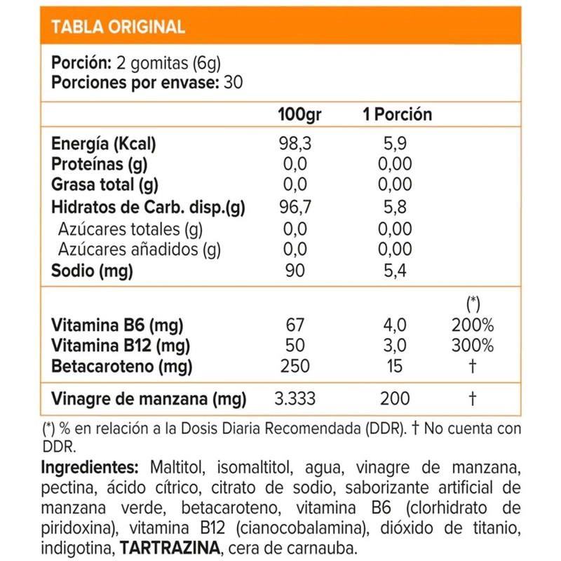 VINAGRE DE MANZANA + VITAMINAS 60 GOMMITAS VEGANAS MANZANA VERDE -SUNVIT - 2