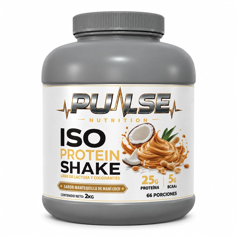 PROTEINA ISO SHAKE 2KG 66 SERVICIOS MANTEQUILLA DE MANI COCO- PULSE NUTRITION - 1